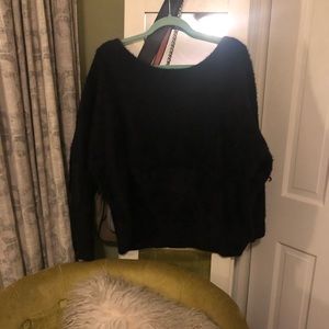 FUZZY BLACK OTSHOULDER SHIRT LARGE NEVER BEEN WORN